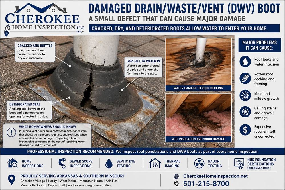 Major Problems with Old Plumbing Vent Pipe Flashing Boots: A Small Roof Component That Can Cause Major Damage