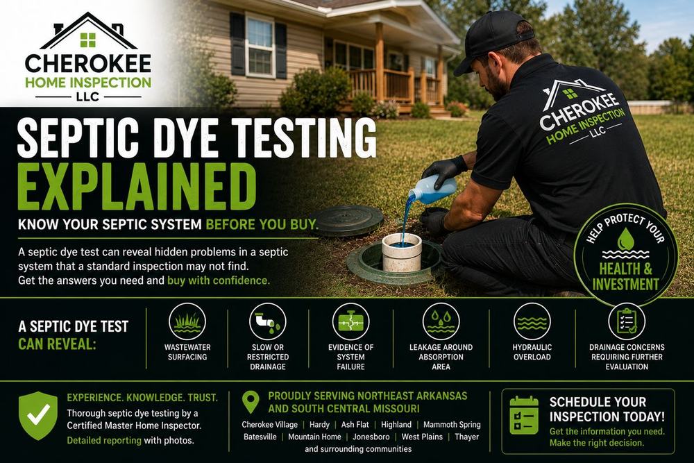 Septic Dye Testing Explained: What Every Arkansas and Missouri Homebuyer Should Know